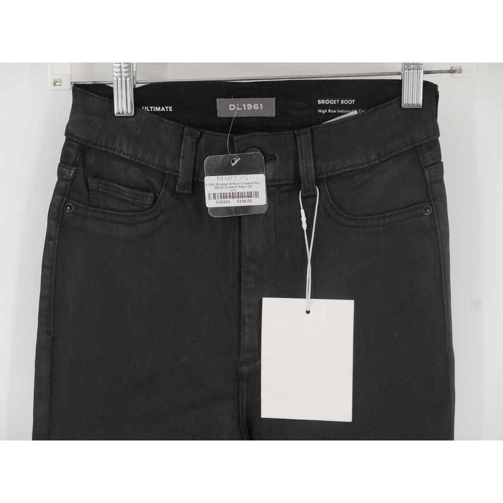 DL1961 Bridget Boot Jeans Black Coated High Rise Crop Bootcut Women's 25